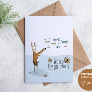 Digitale Karte | Druckbare Postkarte | Sofortdownload | Kaffee Gemälde | Ursprüngliche Designs | Kreative Illustration | Niedlicher Charakter