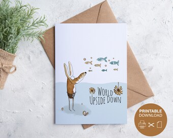 Digital Card | Printable Postcard | Instant Download | Coffee Painting | Original Designs | Creative illustration | Cute Character