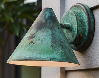 Oxidized Copper Sconce: Green Mounted Light For Indoor and Outdoor Home Decor set of 17