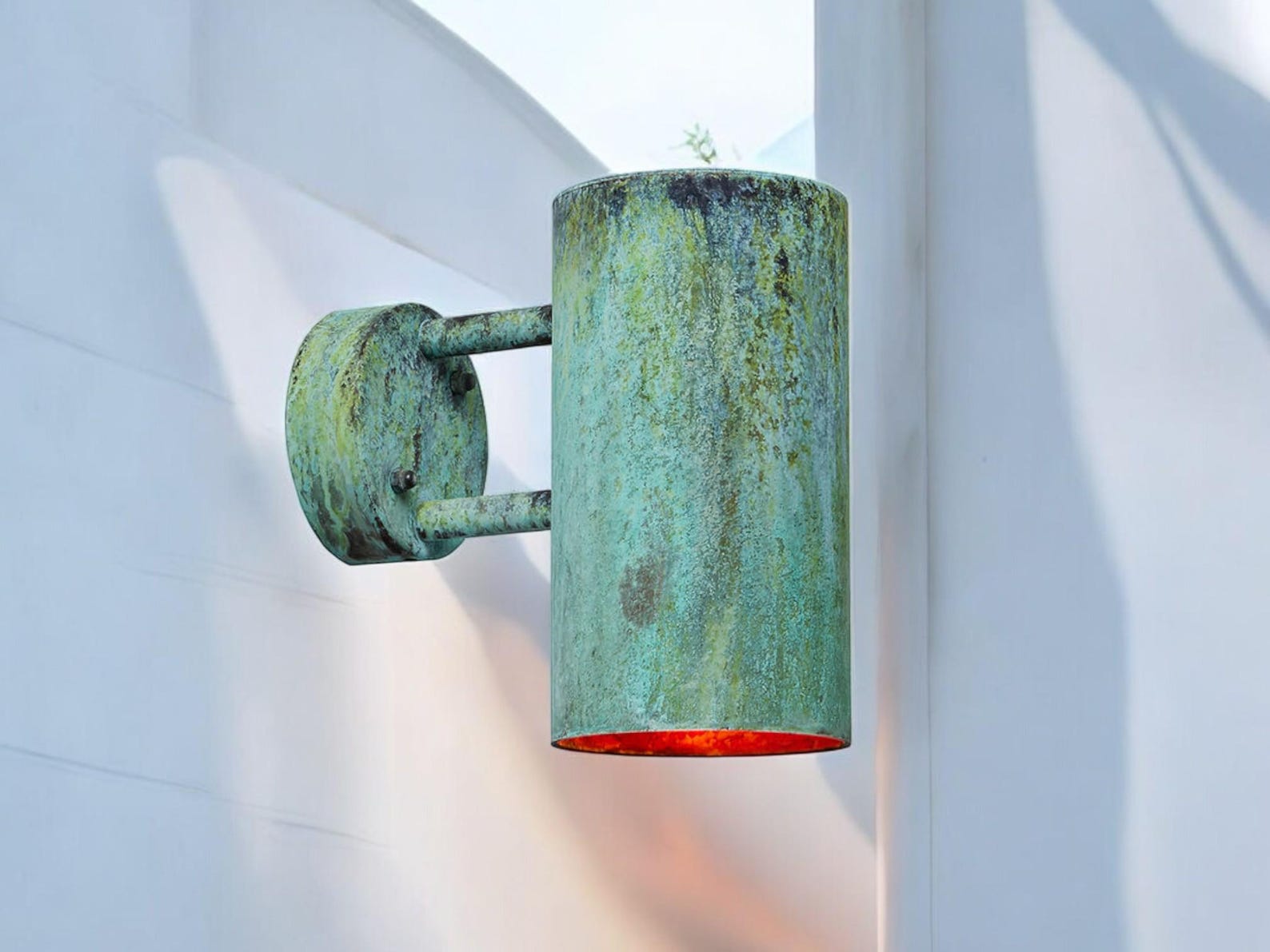 Oxidized Wall Sconce, Green Wall Light, Cylindrical Wall Light ...