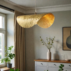 Brass Leaf Pendant Light, Lotus Hanging Lamp, Bohemian Ceiling Light ...