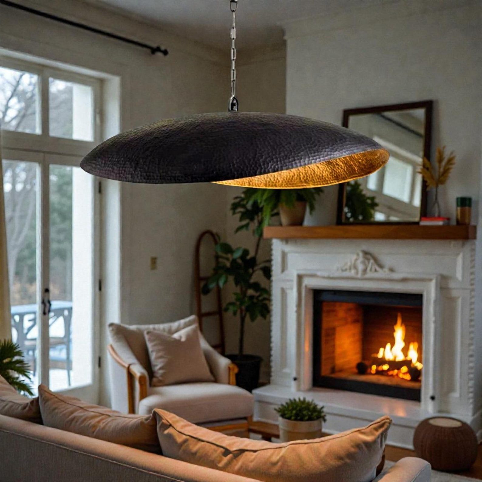 Black Brass Leaf Pendant Light, Lotus Hanging Lamp, Bohemian Ceiling ...