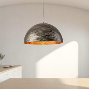 Hammered Pendant Light, Bowl Brass Kitchen Island Lighting, Dome Ceiling Lamp, Bohemian Decor Lighting, Pendant Chandelier, Art Deco Lamp