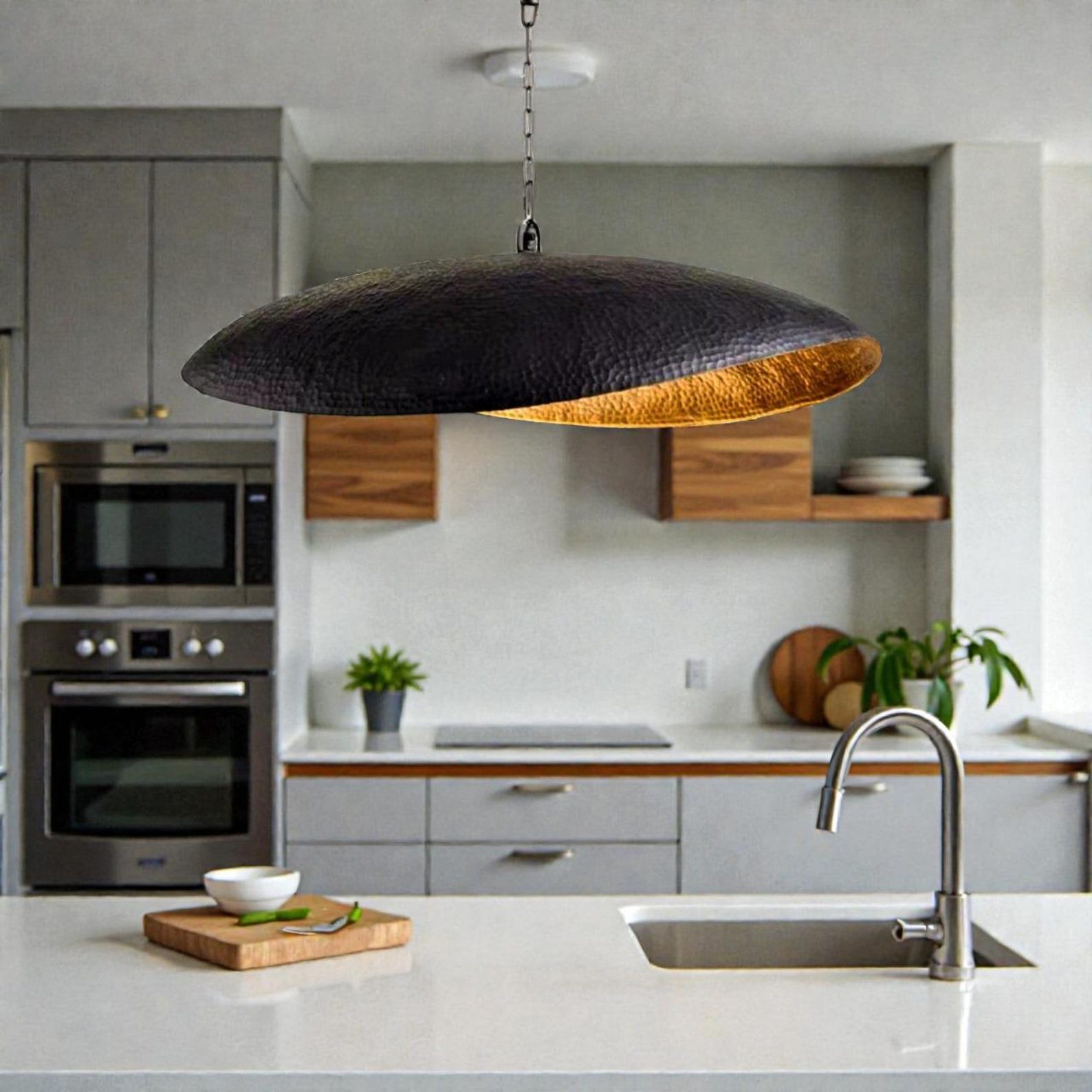 Black Brass Leaf Pendant Light, Lotus Hanging Lamp, Bohemian Ceiling ...