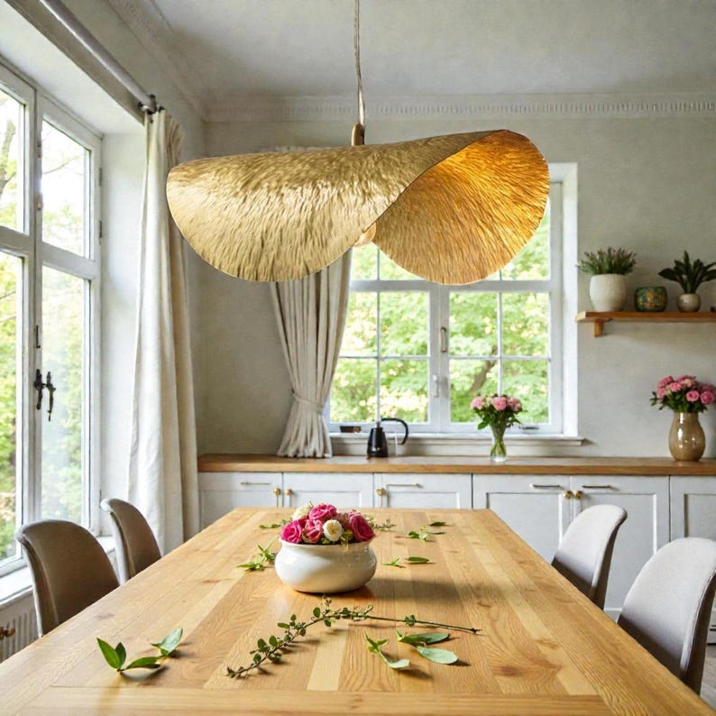 Brass Leaf Pendant Light, Lotus Hanging Lamp, Bohemian Ceiling Light ...