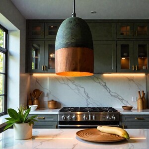 Oxidized Copper Pendant Light, Copper Farmhouse Pendant Lamp, Green Patina Hanging Lamps for Kitchen Island Ceiling Light, Art Deco Lamp image 10