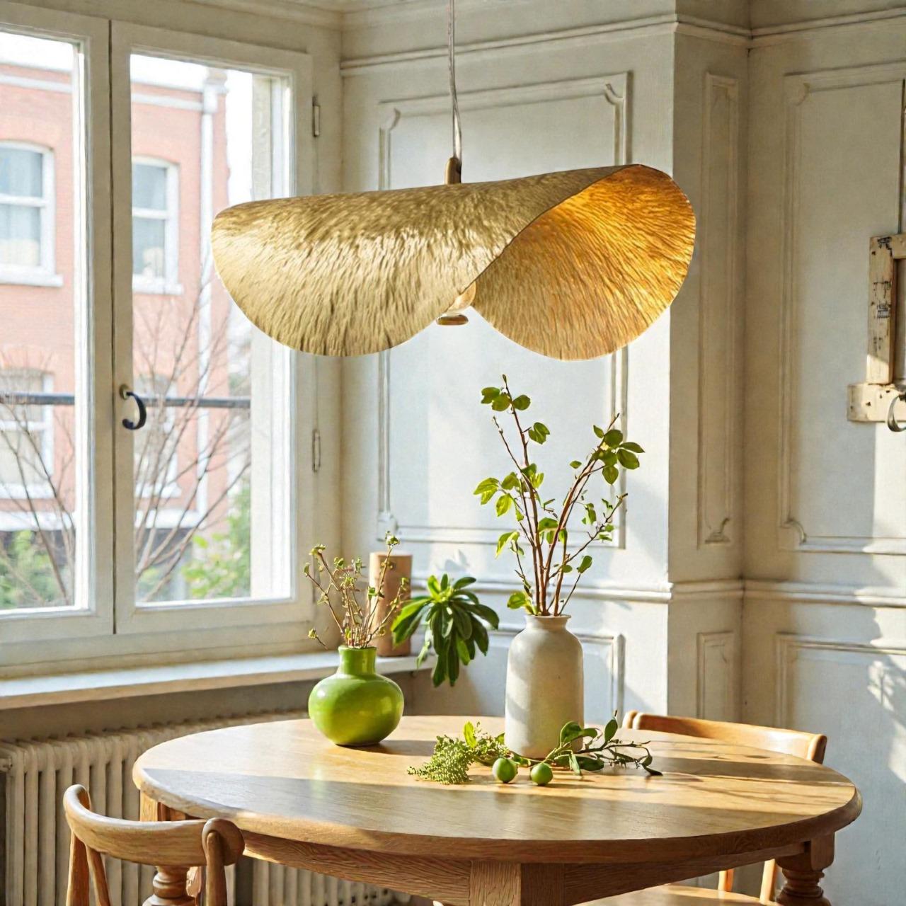 Brass Leaf Pendant Light, Lotus Hanging Lamp, Bohemian Ceiling Light ...
