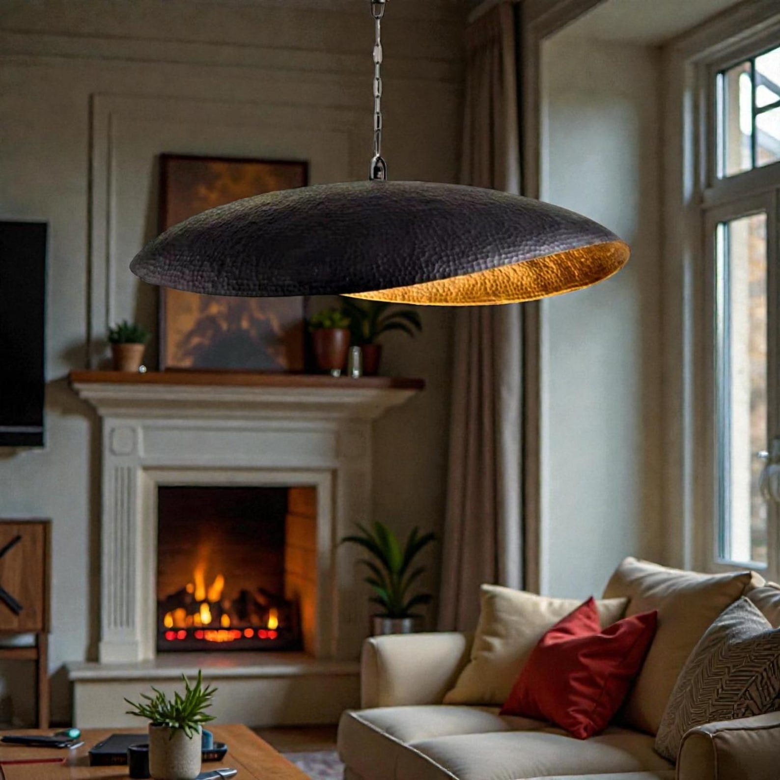Black Brass Leaf Pendant Light, Lotus Hanging Lamp, Bohemian Ceiling ...
