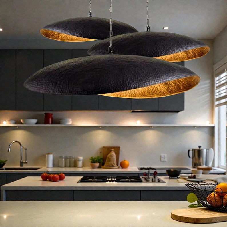 Black Brass Leaf Pendant Light, Lotus Hanging Lamp, Bohemian Ceiling ...