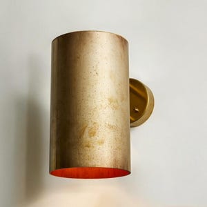 Gold Copper Wall Sconce, Scandinavian Wall Light, Cylindrical Wall Lamp , Indoor & Outdoor Oxidized Sconce For Your Home Decor