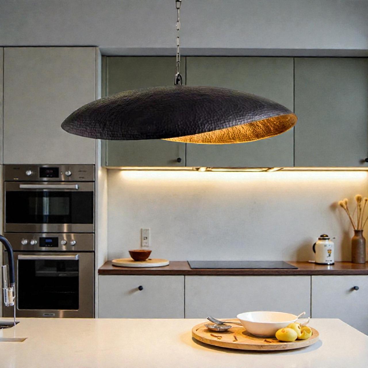 Black Brass Leaf Pendant Light, Lotus Hanging Lamp, Bohemian Ceiling ...