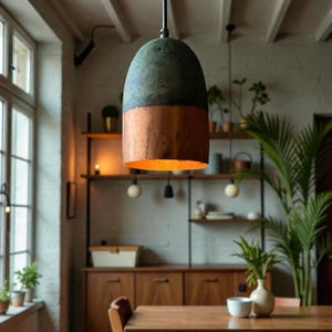Oxidized Copper Pendant Light, Copper Farmhouse Pendant Lamp, Green Patina Hanging Lamps for Kitchen Island Ceiling Light, Art Deco Lamp image 9