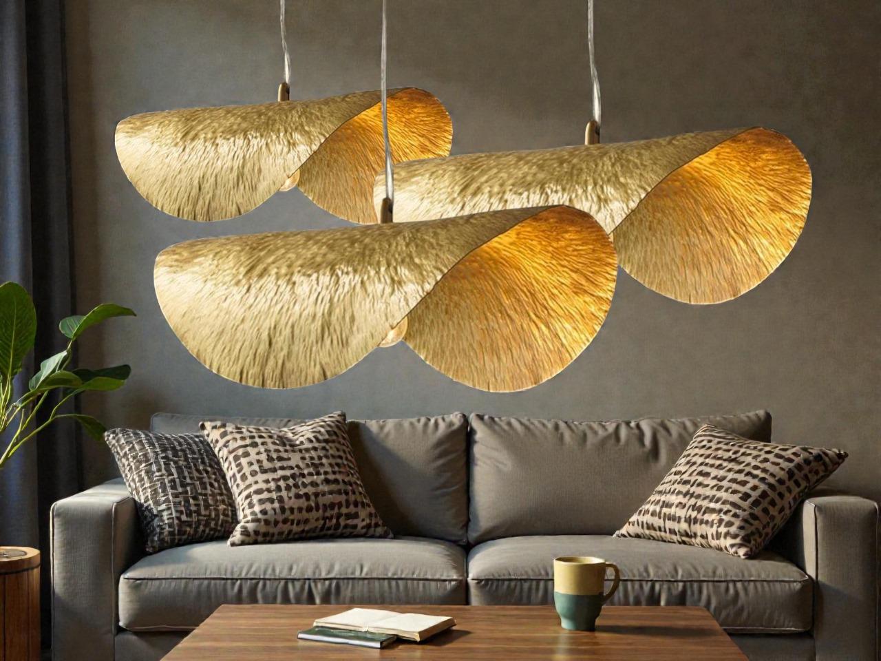 Brass Leaf Pendant Light, Lotus Hanging Lamp, Bohemian Ceiling Light ...