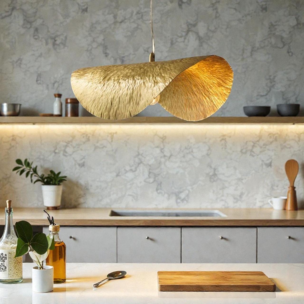 Brass Leaf Pendant Light, Lotus Hanging Lamp, Bohemian Ceiling Light ...