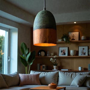 Oxidized Copper Pendant Light, Copper Farmhouse Pendant Lamp, Green Patina Hanging Lamps for Kitchen Island Ceiling Light, Art Deco Lamp image 6