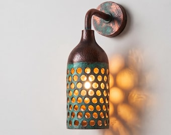 Geoxideerde koperen wandlamp: kopergroen patina wandlamp voor binnen- en buitendecoratie