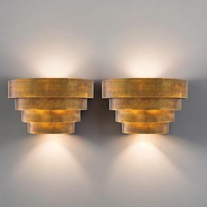 Set of 2 Oxidized Wall Sconce, Wall Mounted lamp, Brass Sconce Light, Wall Light, Wall Lamp, Contemporary wall light, Art Deco Brass Sconce.