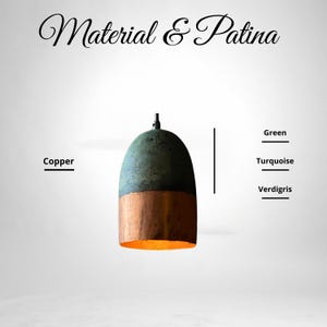 Oxidized Copper Pendant Light, Copper Farmhouse Pendant Lamp, Green Patina Hanging Lamps for Kitchen Island Ceiling Light, Art Deco Lamp image 3