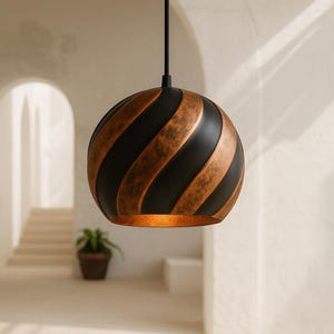 Vintage Copper Pendant Lamp, Oxidized Dome Ceiling Light, Patina Lamp, Hammered Kitchen Island Light Fixture