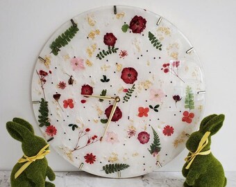 White Resin Wall Watch | New and Pressed Flower Resin Wall Watch | Dry Flower Watch | Personalized Resin Wall Watch | Best Gift for Friend