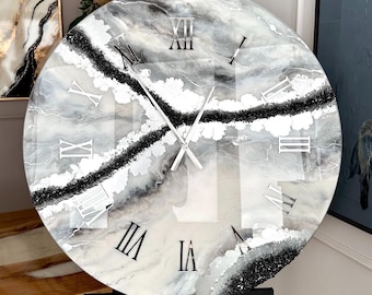Grey Resin Wall Clock | Personalized Resin Wall Watch | Fancy Wall Watch | Best Wedding Gift | New Type Of Wall Clock | Clock For Wall