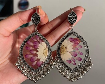 Beautiful Earrings | Preserved Dried Flower Earring | Best Wedding Wear Earring | Dried Flower Resin Earrings | Best Floral Jewellery |