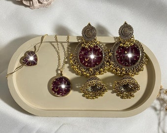 Real Dried Rose Petal Flower Jewellery set | Beautiful Jewellery Set | Preserved Flower Traditional Jewellery Sets | Best Wedding Wear |