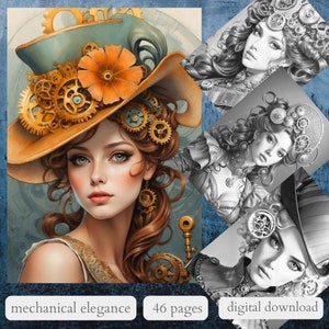 mechanical elegance / printable adultcoloringpages/download grayscale illustrations