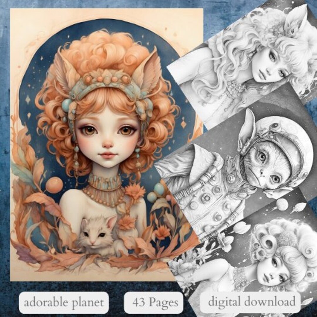 43 Adorable Planet / Printable Adultcoloringpages/download Grayscale ...