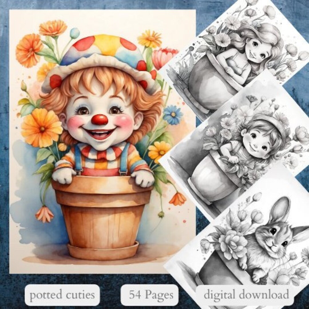 54 Potted Cuties/ Printable Adultcoloringpages/download - Etsy