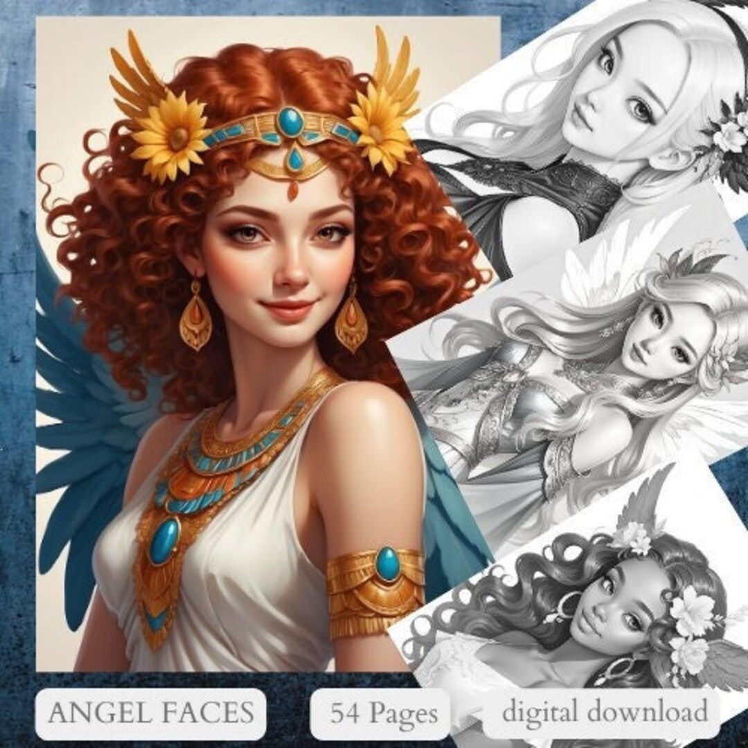 54 Angel Faces Printable Adult Coloring Pages download Etsy 54-angel-faces-printable-adult-coloring-pages-download-etsy