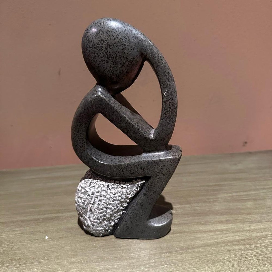Hand Carved African Soapstone thinker Statue Signed M. Gaiti Etsy