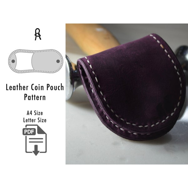 Leather coin pouch digital pdf pattern, coin purse pattern pdf, leather coin pocket template, leather pouch pdf pattern, leather pattern pdf