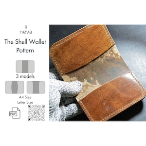 The Shell Wallet Pattern, Plantilla de billetera de cuero, patrón tarjetero, patrón de billetera compacta, patrón PDF de cuero, PDF de billetera minimalista