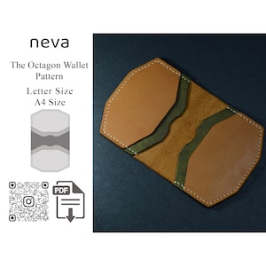 The Octagon Wallet Pattern, Brieftasche PDF-Vorlage, Leder PDF-Muster, Kartenhalter Muster, kompaktes Brieftasche Muster, schlankes Brieftasche Muster