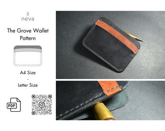 The Grove Leather Bifold Wallet PDF Pattern, Slim Wallet Template (A4/Letter)