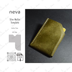 Patrón de billetera de cuero en pdf, plantilla de billetera, patrón de tarjetero en pdf, patrón de billetera compacta, patrón de cuero en pdf, billetera minimalista en pdf