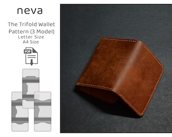 The Trifold Wallet pattern pdf, leather wallet template, cardholder template, compact wallet pattern, slim wallet pattern, leather pattern