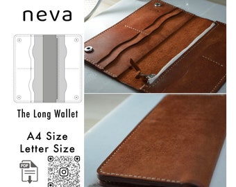 Leather Long Wallet Pattern, Long Wallet Pdf Template, Wallet Pattern, Leather Wallet Pattern, Leather Pattern Pdf, Long Wallet Pdf