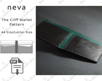 The Cliff Leather Wallet PDF Pattern, Bifold Cardholder Template (9x10cm)