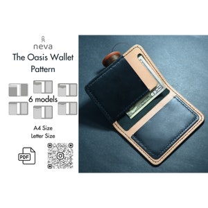 The Oasis Wallet pattern pdf, Leder Geldbörse Muster, Kartenhalter Muster, kompakte Geldbörse Muster, schlanke Geldbörse Muster, Kartenhalter Muster