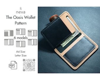 Oasis Wallet PDF Pattern, 6 Model Leather Template (Digital Download)