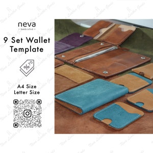Set of 9 Leather Wallet Patterns, Wallet Pdf Template, Leather Wallet Pattern, Cardholder Pattern, Compact Wallet Pattern, Card Holder Pdf