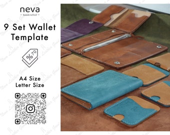 Leather Wallet Template, 9 Piece Set, Cardholder Pattern (PDF Pattern)