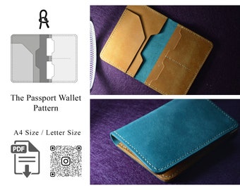 Leather Passport Wallet PDF Pattern, DIY Travel Wallet (A4/Letter Size)