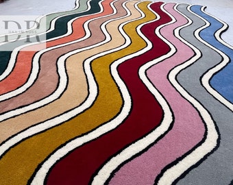 ZIG ZAG RUG, zig zag way rug, Abstract Colorful Soft Rug woolen rug High Quality Area Rug For Living room, Bedroom, Hall 5x8 8x10