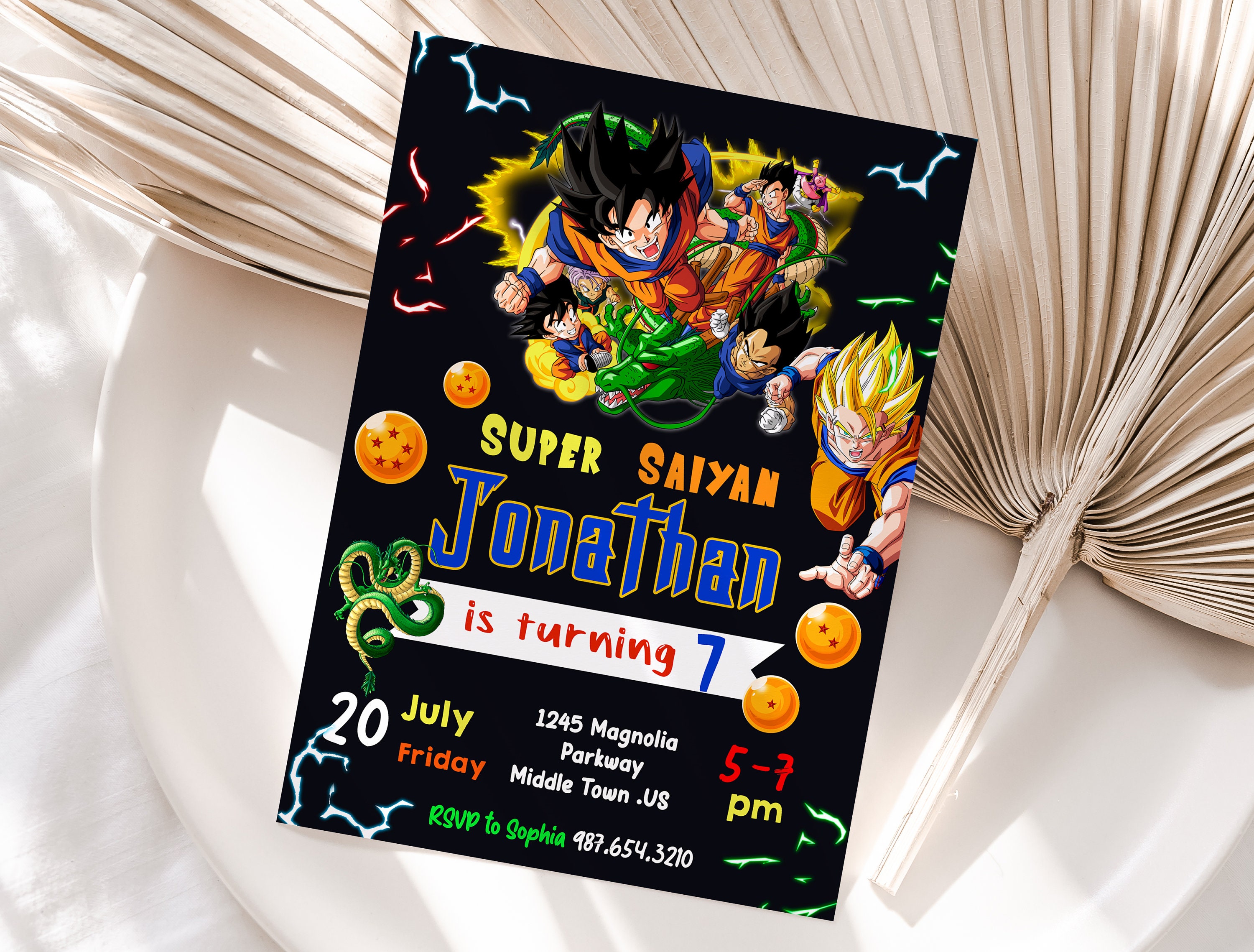 Carte d'invitation baptême ou anniversaire à gratter - Dragon Ball Z