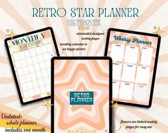 Retro Star Planner Digital Monthly Weekly Daily Planner Hyperlinked