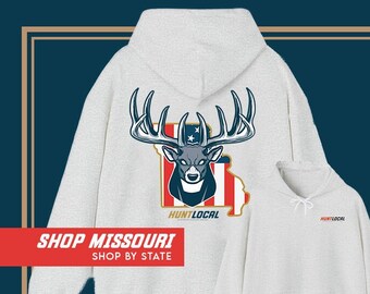 Missouri - USA Deer Hunting Hoodie, Men's Whitetail Buck Sweater, Women's Hunting Sweatshirt, Gifts for Hunters, Gifts for Dad, Husband Gift