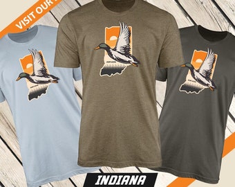 Indiana - Sunset Duck Hunting Shirt, Waterfowl Hunt Tshirt, Men's, Women's, Duck Hunter Apparel, Gifts for Duck Hunters,